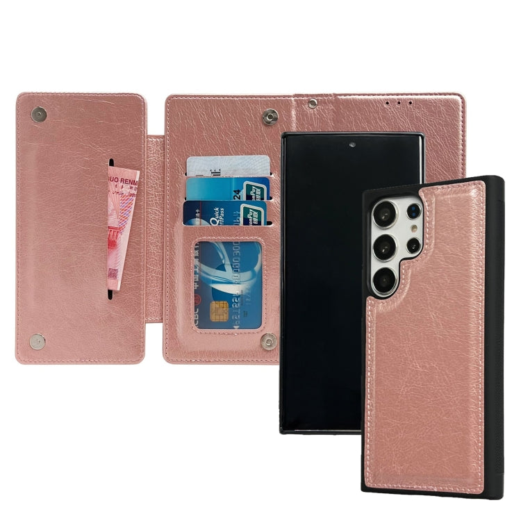 For Samsung Galaxy S25 Ultra 5G Multifunctional 7-Card Wallet Leather Phone Case(Rose Gold) - Galaxy S25 Ultra 5G Cases by buy2fix | Online Shopping UK | buy2fix