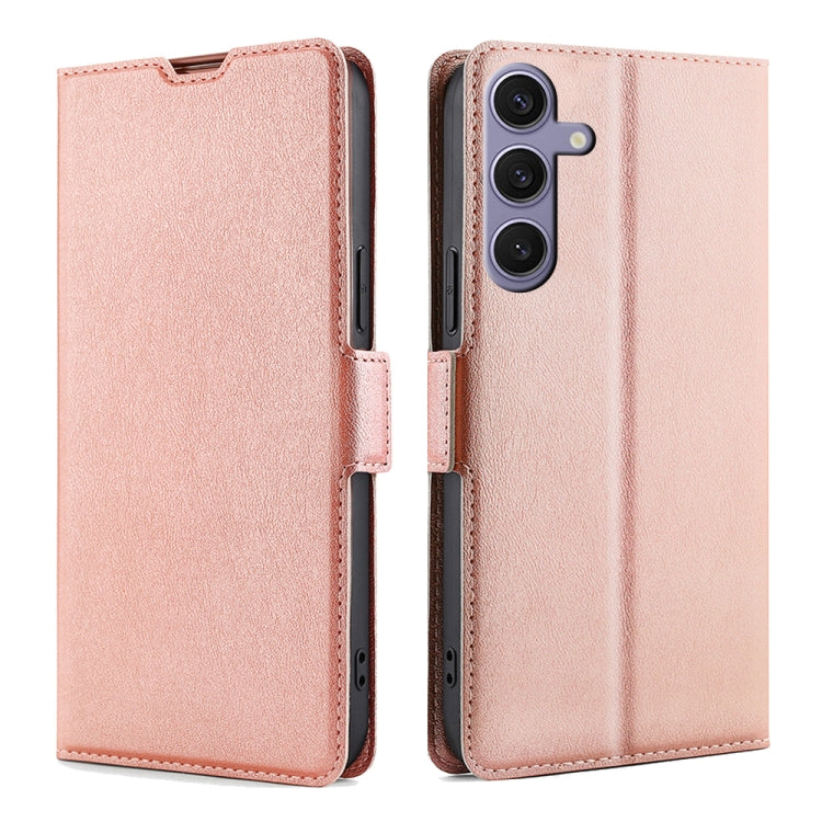 For Samsung Galaxy S25+ 5G Ultra-thin Voltage Side Buckle Horizontal Flip Leather Phone Case(Rose Gold) - Galaxy S25+ 5G Cases by buy2fix | Online Shopping UK | buy2fix