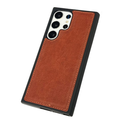 For Samsung Galaxy S25 Ultra 5G Cowhide Texture Back Cover Phone Case(Brown) - Galaxy S25 Ultra 5G Cases by buy2fix | Online Shopping UK | buy2fix