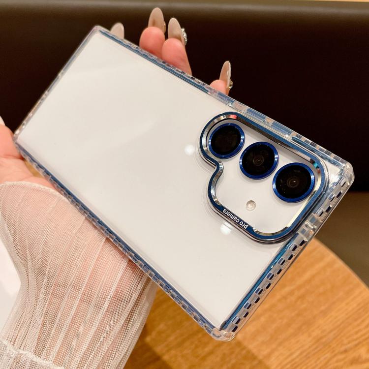 For Samsung Galaxy S25 5G Transparent Phone Case with Lens Film(Blue) - Galaxy S25 5G Cases by buy2fix | Online Shopping UK | buy2fix