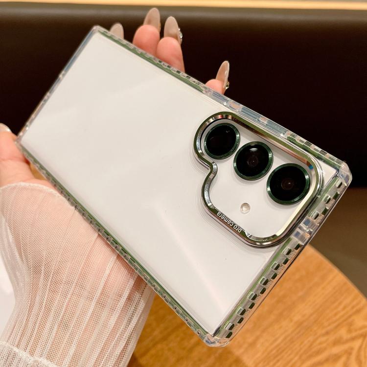 For Samsung Galaxy S25 5G Transparent Phone Case with Lens Film(Green) - Galaxy S25 5G Cases by buy2fix | Online Shopping UK | buy2fix