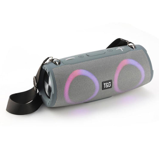 T&G TG676 30W Music Battle Drum Portable Strap Bluetooth Speaker with RGB Light(Grey) - Desktop Speaker by T&G | Online Shopping UK | buy2fix