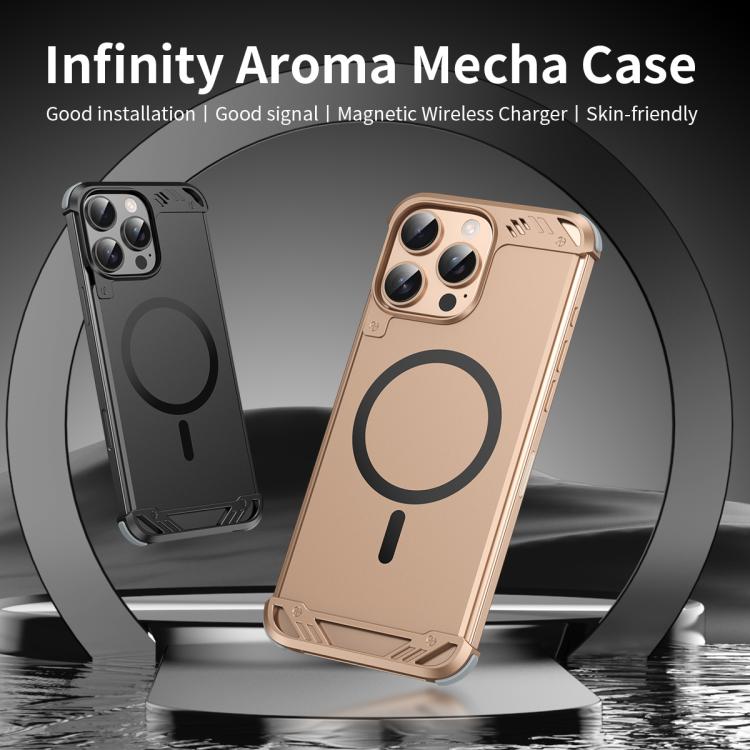 For iPhone 16 Plus R-JUST RJ63 Frameless Aroma Mecha MagSafe Phone Case(Desert Gold) - iPhone 16 Plus Cases by R-JUST | Online Shopping UK | buy2fix