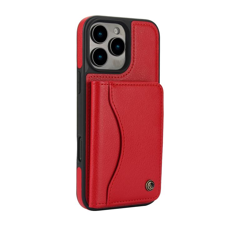 For iPhone 16 Pro AwQuer Horizontal Flip Card Bag Holder Leather Phone Case(Red) - iPhone 16 Pro Cases by Awquer | Online Shopping UK | buy2fix