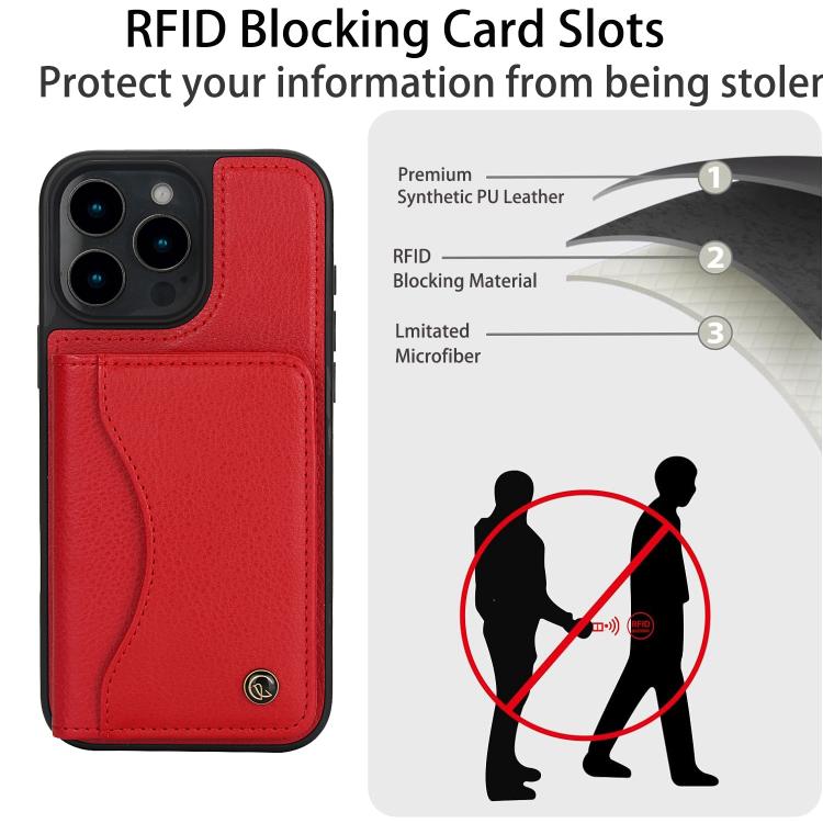 For iPhone 16 Pro AwQuer Horizontal Flip Card Bag Holder Leather Phone Case(Red) - iPhone 16 Pro Cases by Awquer | Online Shopping UK | buy2fix