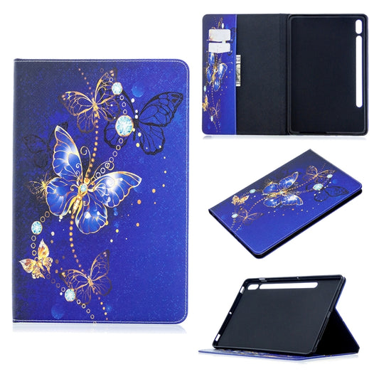 For Samsung Galaxy Tab S8 / Galaxy Tab S7 T870 Colored Drawing Pattern Horizontal Flip Leather Case with Holder & Card Slots & Wallet(Purple Butterfly) - Galaxy Tab S8 Cases by buy2fix | Online Shopping UK | buy2fix