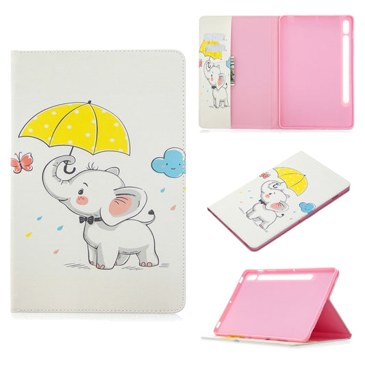 For Samsung Galaxy Tab S8 / Galaxy Tab S7 T870 Colored Drawing Pattern Horizontal Flip Leather Case with Holder & Card Slots & Wallet(Umbrella Elephant) - Galaxy Tab S8 Cases by buy2fix | Online Shopping UK | buy2fix