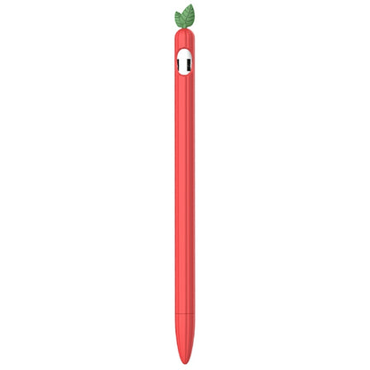 For Apple Pencil 1 Contrasting Color Mint Leaf Silicone Non-slip Protective Cover(Red) - Pencil Accessories by buy2fix | Online Shopping UK | buy2fix