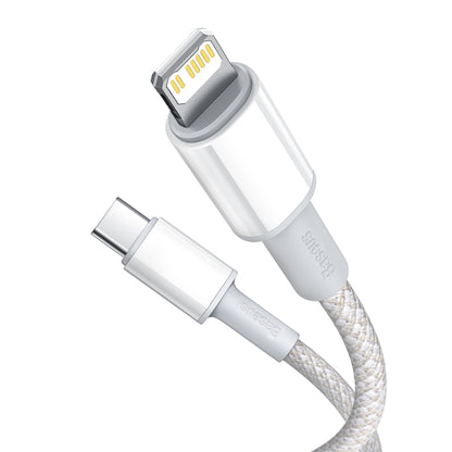 Baseus 20W Type-C / USB-C to 8 Pin PD High-density Braided Fast Charging Data Cable, Length: 1m(White) - Normal Style Cable by Baseus | Online Shopping UK | buy2fix