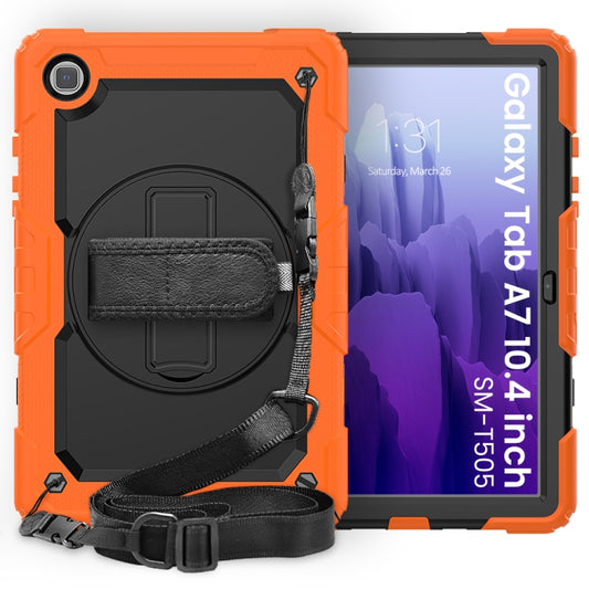 For Samsung Galaxy Tab A7 (2020) T500/T505 Shockproof Colorful Silicone + PC Protective Case with Holder & Shoulder Strap & Hand Strap & Pen Slot(Orange) - Other Galaxy Tab PC by buy2fix | Online Shopping UK | buy2fix