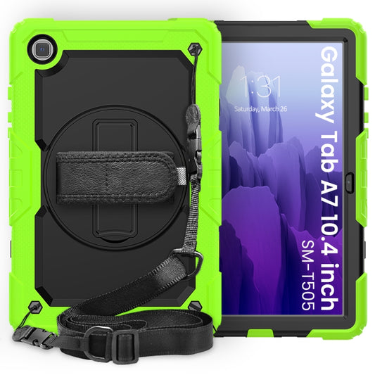 For Samsung Galaxy Tab A7 (2020) T500/T505 Shockproof Colorful Silicone + PC Protective Case with Holder & Shoulder Strap & Hand Strap & Pen Slot(Yellow Green) - Other Galaxy Tab PC by buy2fix | Online Shopping UK | buy2fix