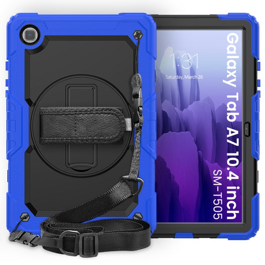 For Samsung Galaxy Tab A7 (2020) T500/T505 Shockproof Colorful Silicone + PC Protective Case with Holder & Shoulder Strap & Hand Strap & Pen Slot(Blue) - Other Galaxy Tab PC by buy2fix | Online Shopping UK | buy2fix