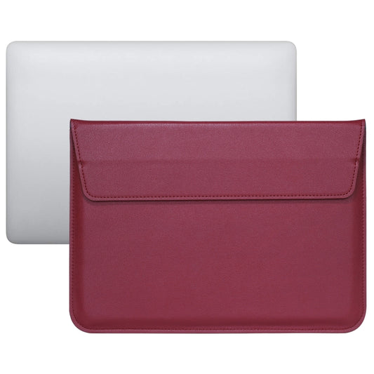 PU Leather Ultra-thin Envelope Bag Laptop Bag for MacBook Air / Pro 13 inch, with Stand Function(Wine Red) - Protective Bags by buy2fix | Online Shopping UK | buy2fix