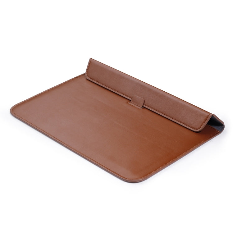 PU Leather Ultra-thin Envelope Bag Laptop Bag for MacBook Air / Pro 15 inch, with Stand Function (Brown) - Protective Bags by buy2fix | Online Shopping UK | buy2fix