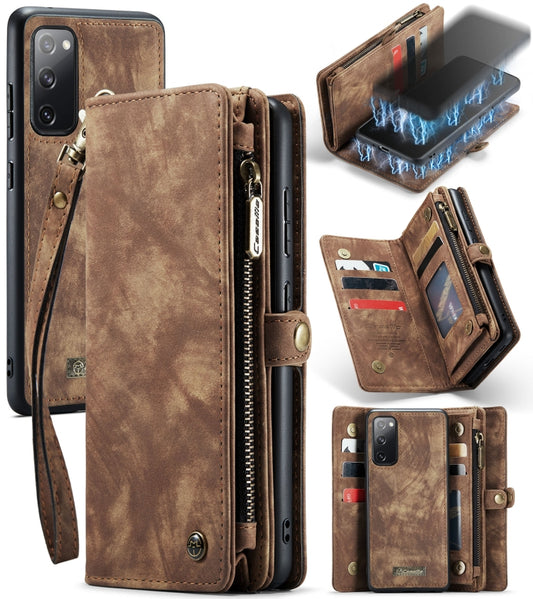 For Samsung Galaxy S20 FE CaseMe 008 Detachable Multifunctional Horizontal Flip Leather Case with Holder & Card Slot & Zipper Wallet & Photo Frame(Brown) - Galaxy S20 FE Cases by CaseMe | Online Shopping UK | buy2fix