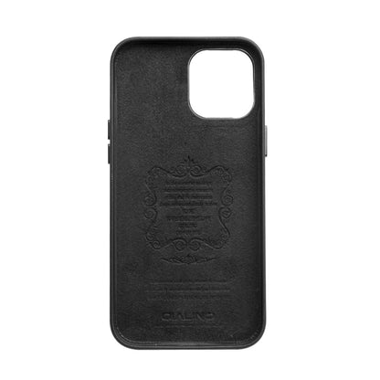 For iPhone 12 Pro Max QIALINO Shockproof Cowhide Leather Protective Case(Black) - iPhone 12 Pro Max Cases by QIALINO | Online Shopping UK | buy2fix