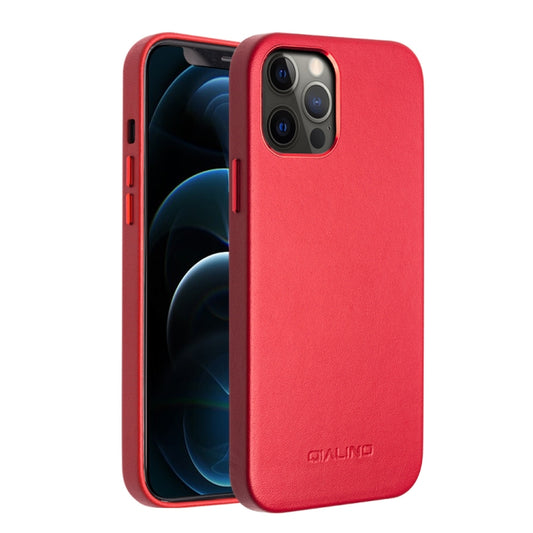 For iPhone 12 Pro Max QIALINO Shockproof Cowhide Leather Protective Case(Red) - iPhone 12 Pro Max Cases by QIALINO | Online Shopping UK | buy2fix