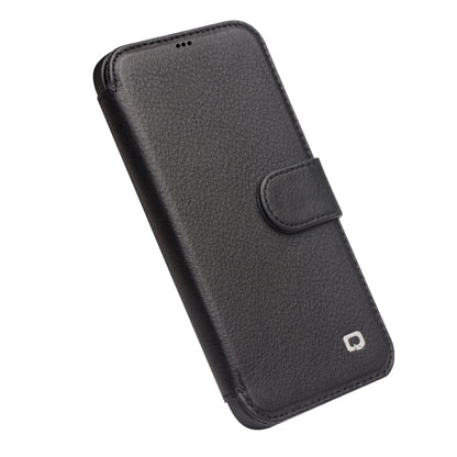 For iPhone 12 / 12 Pro QIALINO Business Magnetic Horizontal Flip Leather Case with Card Slots & Wallet(Black) - iPhone 12 / 12 Pro Cases by QIALINO | Online Shopping UK | buy2fix