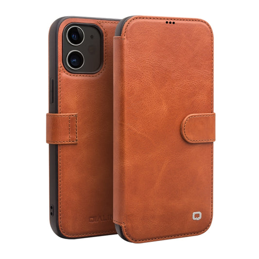 For iPhone 12 / 12 Pro QIALINO Business Magnetic Horizontal Flip Leather Case with Card Slots & Wallet(Light Brown) - iPhone 12 / 12 Pro Cases by QIALINO | Online Shopping UK | buy2fix