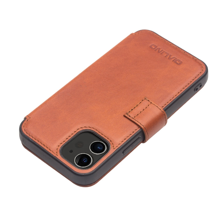For iPhone 12 / 12 Pro QIALINO Business Magnetic Horizontal Flip Leather Case with Card Slots & Wallet(Light Brown) - iPhone 12 / 12 Pro Cases by QIALINO | Online Shopping UK | buy2fix