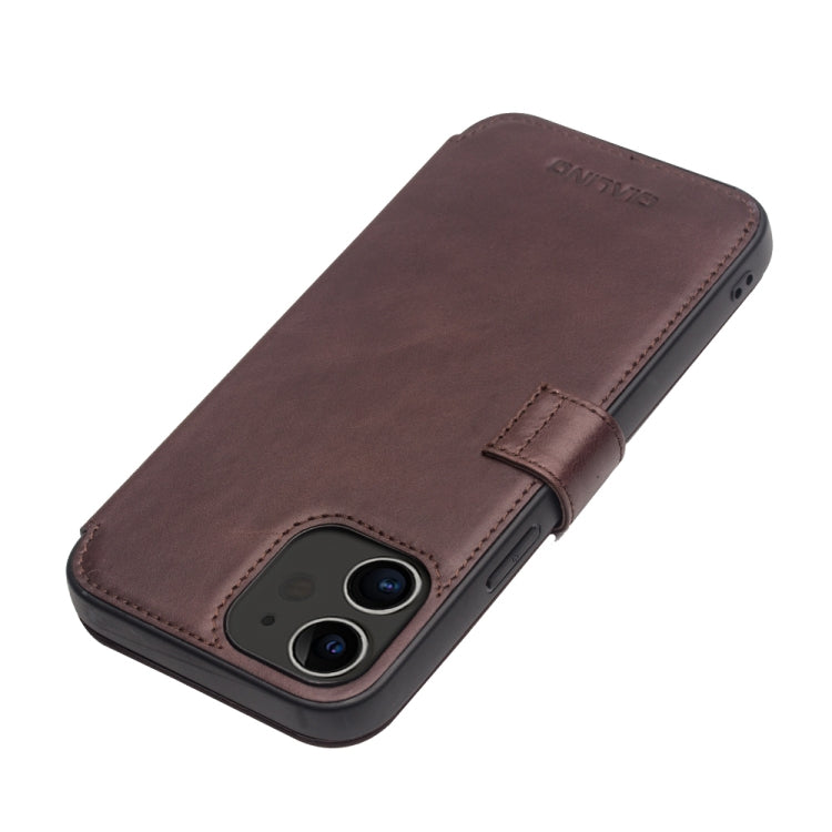 For iPhone 12 / 12 Pro QIALINO Business Magnetic Horizontal Flip Leather Case with Card Slots & Wallet(Dark Brown) - iPhone 12 / 12 Pro Cases by QIALINO | Online Shopping UK | buy2fix