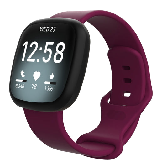 For Fitbit Versa 3 / Sense Silicone Watch Band, Size: S(Wine Red) - Watch Bands by buy2fix | Online Shopping UK | buy2fix