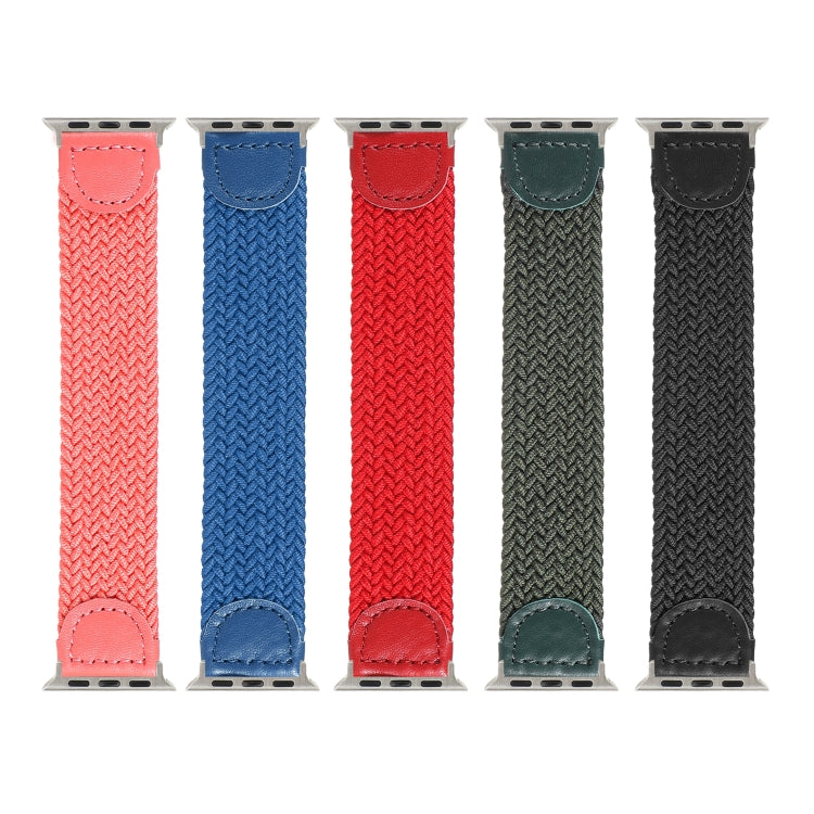 Nylon + Leather Braided Watch Band For Apple Watch Ultra 49mm&Watch Ultra 2 49mm / Series 9&8&7 45mm / SE 3&SE 2&6&SE&5&4 44mm / 3&2&1 42mm, Size:L(Red) - Watch Bands by buy2fix | Online Shopping UK | buy2fix