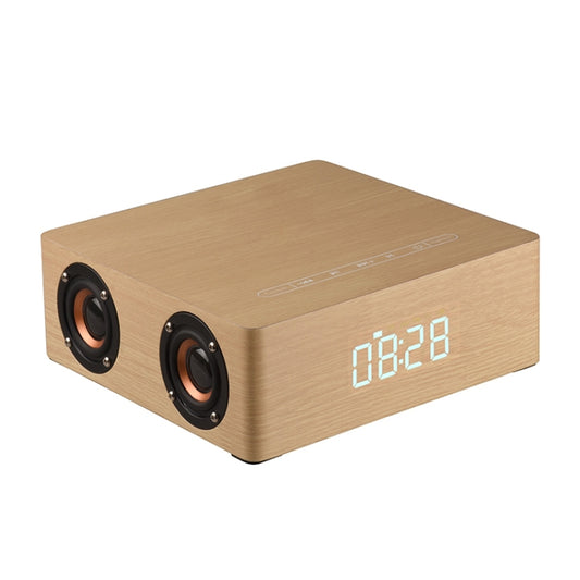 Q5C Multifunctional Wooden Touch Clock Display Bluetooth Speaker, Support TF Card & U Disk & 3.5mm AUX(Yellow Wood) - Desktop Speaker by buy2fix | Online Shopping UK | buy2fix