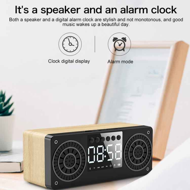 A10 Subwoofer Wooden Clock Bluetooth 5.0 Speaker, Support TF Card & U Disk Play & FM Radio(Red) - Desktop Speaker by buy2fix | Online Shopping UK | buy2fix