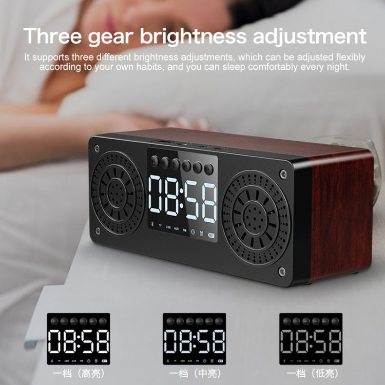 A10 Subwoofer Wooden Clock Bluetooth 5.0 Speaker, Support TF Card & U Disk Play & FM Radio(Red) - Desktop Speaker by buy2fix | Online Shopping UK | buy2fix