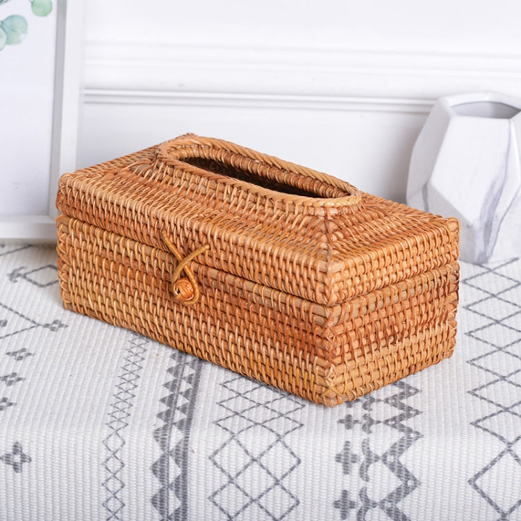 ZJH01 Restaurant Desktop Rattan Braided Tissue Storage Box Case, Size: S - Storage Boxes by buy2fix | Online Shopping UK | buy2fix