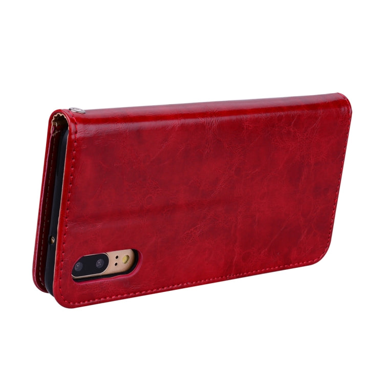 For Huawei P20 Business Style Oil Wax Texture Horizontal Flip Leather Case with Holder & Card Slots & Wallet(Red) - Huawei Cases by buy2fix | Online Shopping UK | buy2fix