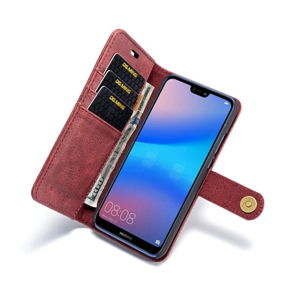 Crazy Horse Texture Flip Detachable Magnetic Leather Case for Huawei P20 Lite, with Holder & Card Slots & Wallet(Red) - Huawei Cases by DG.MING | Online Shopping UK | buy2fix