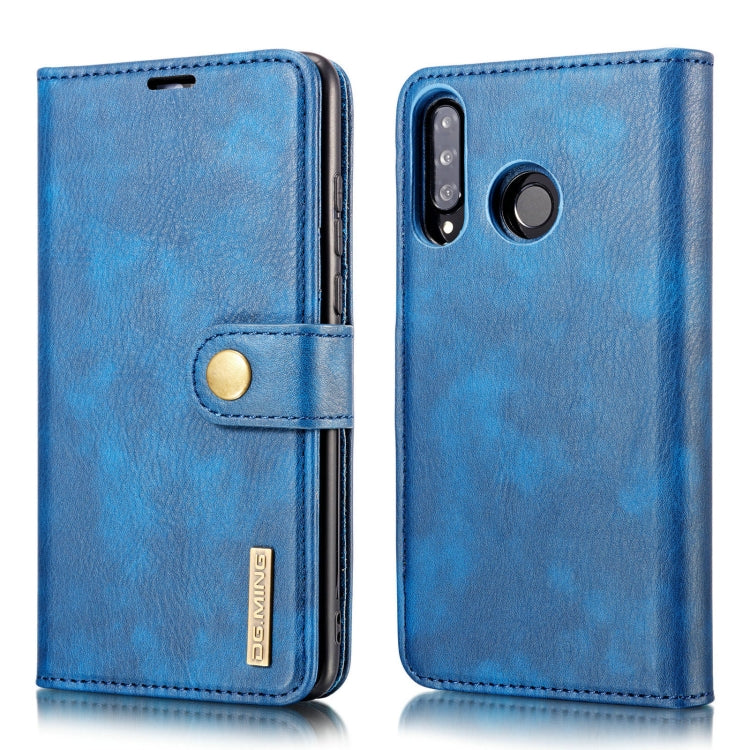 DG.MING Crazy Horse Texture Flip Detachable Magnetic Leather Case for Huawei P30 Lite, with Holder & Card Slots & Wallet (Blue) - Huawei Cases by DG.MING | Online Shopping UK | buy2fix