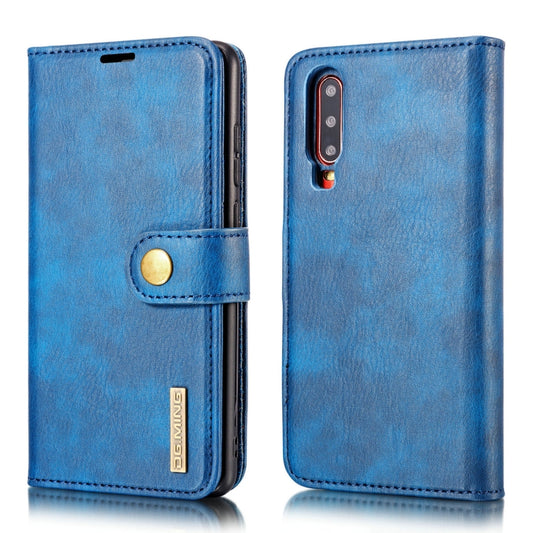 DG.MING Crazy Horse Texture Flip Detachable Magnetic Leather Case for Huawei P30, with Holder & Card Slots & Wallet (Blue) - Huawei Cases by DG.MING | Online Shopping UK | buy2fix