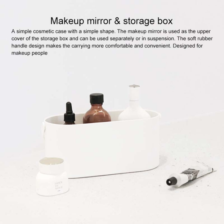 Portable Cosmetic Case Cosmetic Storage Box with Handle & Makeup Mirror & Table Lamp (White) - Storage Boxes by buy2fix | Online Shopping UK | buy2fix