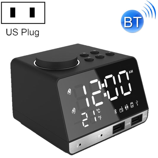 K11 Bluetooth Alarm Clock Speaker Creative Digital Music Clock Display Radio with Dual USB Interface, Support U Disk / TF Card / FM / AUX, US Plug(Black) - Alarm Clocks by buy2fix | Online Shopping UK | buy2fix