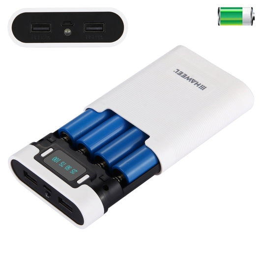 [US Warehouse] HAWEEL DIY 4 x 18650 Battery (Not Included) 10000mAh Power Bank Shell Box with 2 x USB Output & Display for iPhone, Galaxy, Sony, HTC, Google, Huawei, Xiaomi, Lenovo and other Smartphones(White) - Power Bank Box by HAWEEL | Online Shopping UK | buy2fix