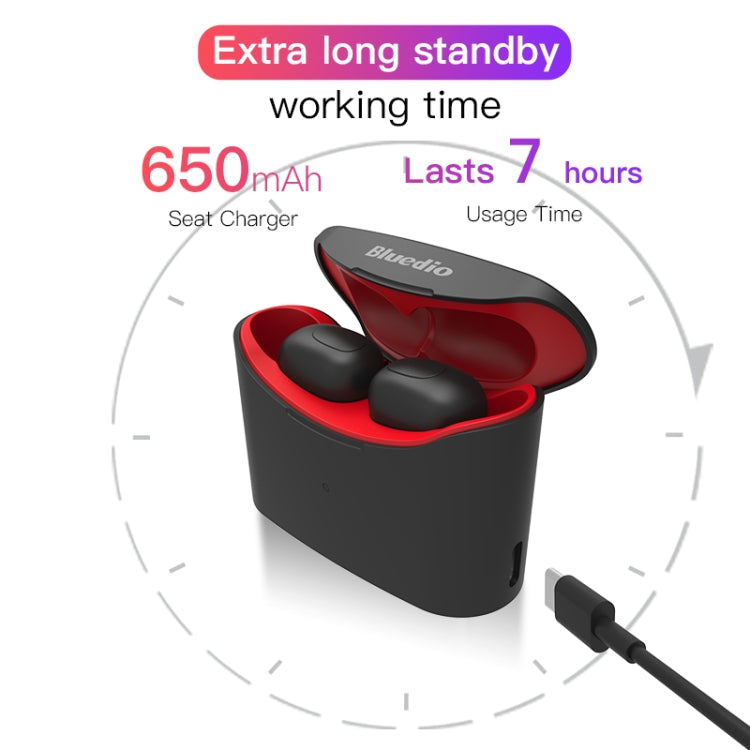 Bluedio TWS T-elf Bluetooth Version 5.0 In-Ear Bluetooth Headset with Headphone Charging Cabin(Red) - TWS Earphone by Bluedio | Online Shopping UK | buy2fix