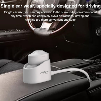 AIN MK-X18S USB Car Single Wireless Bluetooth Earphone with Charging Box, Support HD Call & Siri & Automatic Pairing (White) - Bluetooth Earphone by AIN | Online Shopping UK | buy2fix