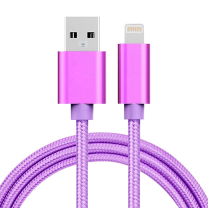 1m 3A Woven Style Metal Head 8 Pin to USB Data / Charger Cable(Purple) - Normal Style Cable by buy2fix | Online Shopping UK | buy2fix