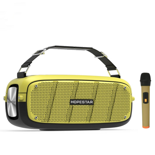 HOPESTAR A20 Pro TWS Portable Outdoor Waterproof Subwoofer Bluetooth Speaker with Microphone, Support Power Bank & Hands-free Call & U Disk & TF Card & 3.5mm AUX (Yellow) - Desktop Speaker by HOPESTAR | Online Shopping UK | buy2fix