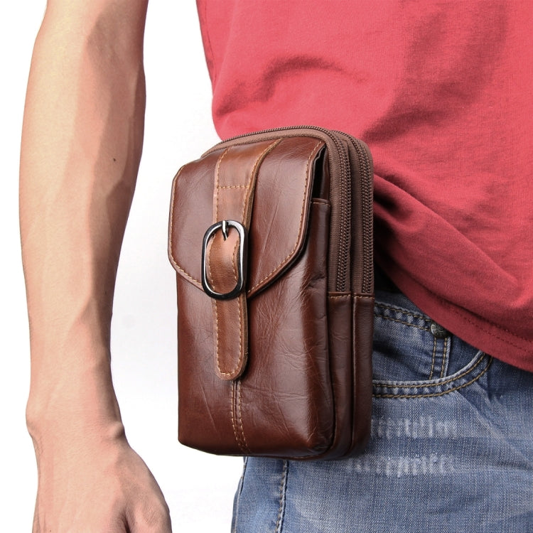 6.3 inch and Below Universal Crazy Horse Texture Genuine Leather Men Vertical Style Case Waist Bag with Belt Hole for Sony, Huawei, Meizu, Lenovo, ASUS, Cubot, Oneplus, Xiaomi, Ulefone, Letv, DOOGEE, Vkworld, and other Smartphones(Brown) - More iPhone Cases by buy2fix | Online Shopping UK | buy2fix