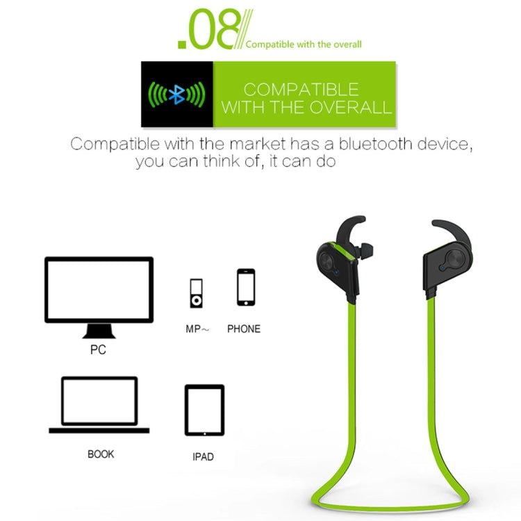 S20 Magnetic Switch Sweatproof Motion Wireless Bluetooth In-Ear Headset with Indicator Light  & Mic, Distance: 10m, For iPad, Laptop, iPhone, Samsung, HTC, Huawei, Xiaomi, and Other Smart Phones(Green) - Bluetooth Earphone by buy2fix | Online Shopping UK | buy2fix