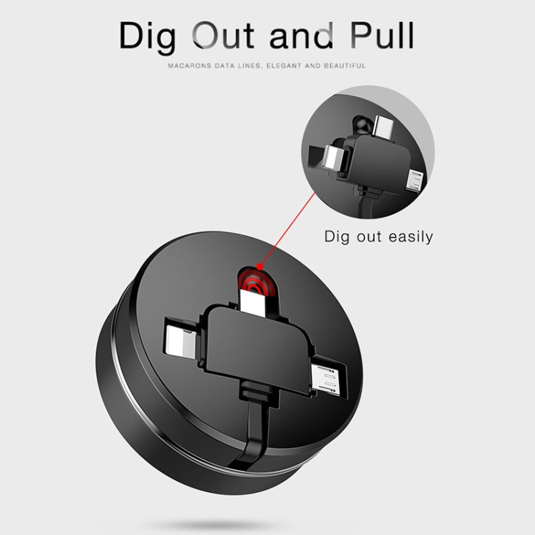 CAFELE 3 In 1 8 Pin + Type-C / USB-C + Micro USB Multi-function Scalable Charging Cable, Length: 1m (Black) - Multifunction Cable by CAFELE | Online Shopping UK | buy2fix