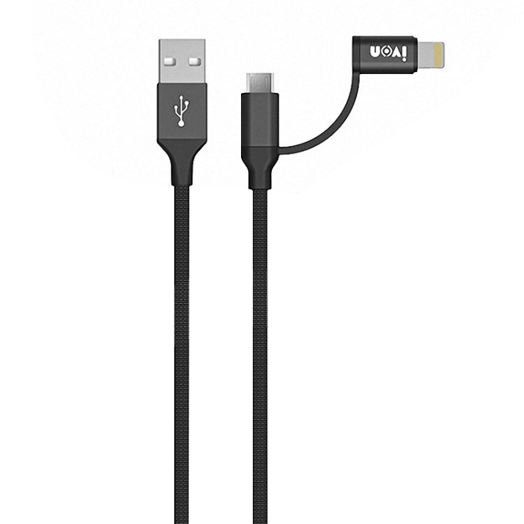 IVON CA51 2.4A USB to 8 Pin + Micro USB 2 in 1 Charging Sync Data Cable, Length: 1m(Black) - 2 in 1 Cable by IVON | Online Shopping UK | buy2fix