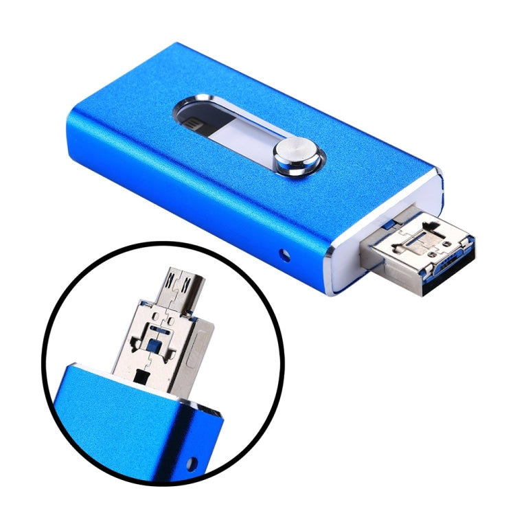 RQW-02 3 in 1 USB 2.0 & 8 Pin & Micro USB 32GB Flash Drive(Blue) - U Disk & Card Reader by buy2fix | Online Shopping UK | buy2fix