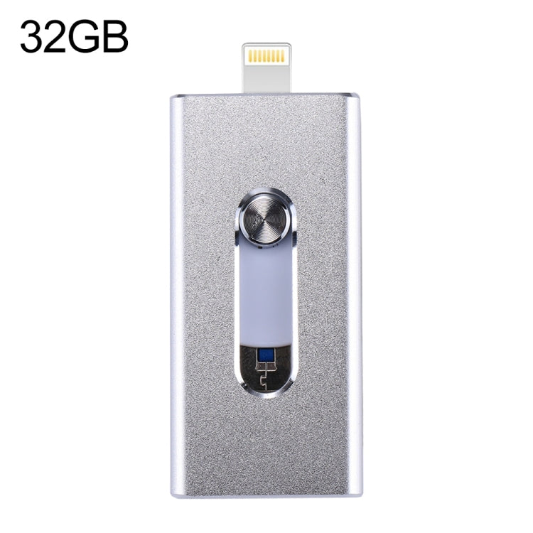 RQW-02 3 in 1 USB 2.0 & 8 Pin & Micro USB 32GB Flash Drive(Silver) - U Disk & Card Reader by buy2fix | Online Shopping UK | buy2fix