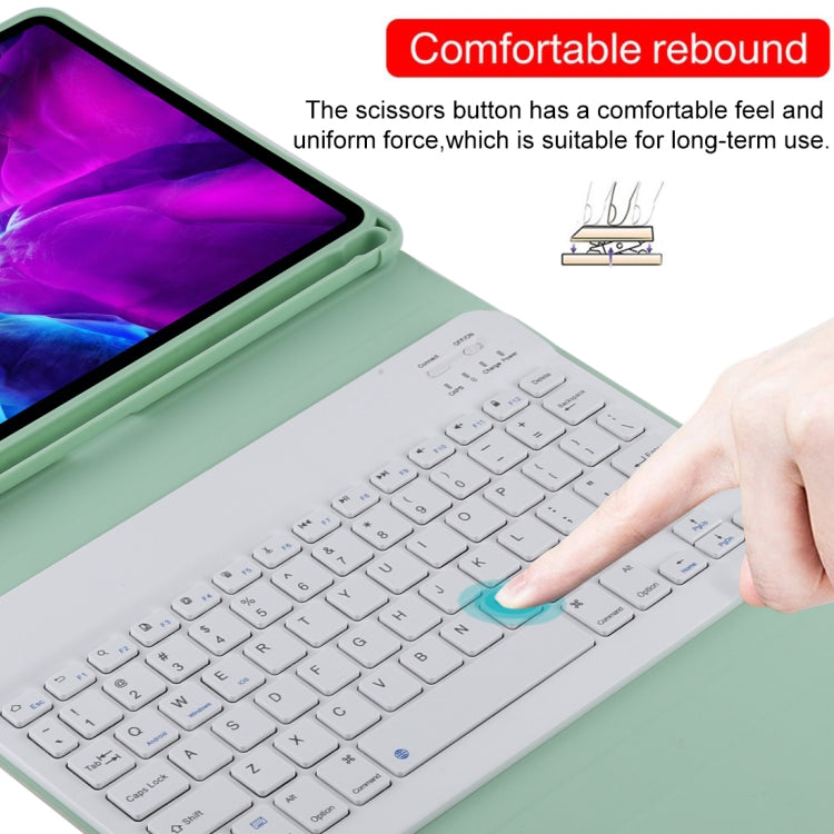 TG11B Detachable Bluetooth White Keyboard + Microfiber Leather Tablet Case for iPad Pro 11 inch (2020), with Pen Slot & Holder (Green) - For iPad Pro by buy2fix | Online Shopping UK | buy2fix