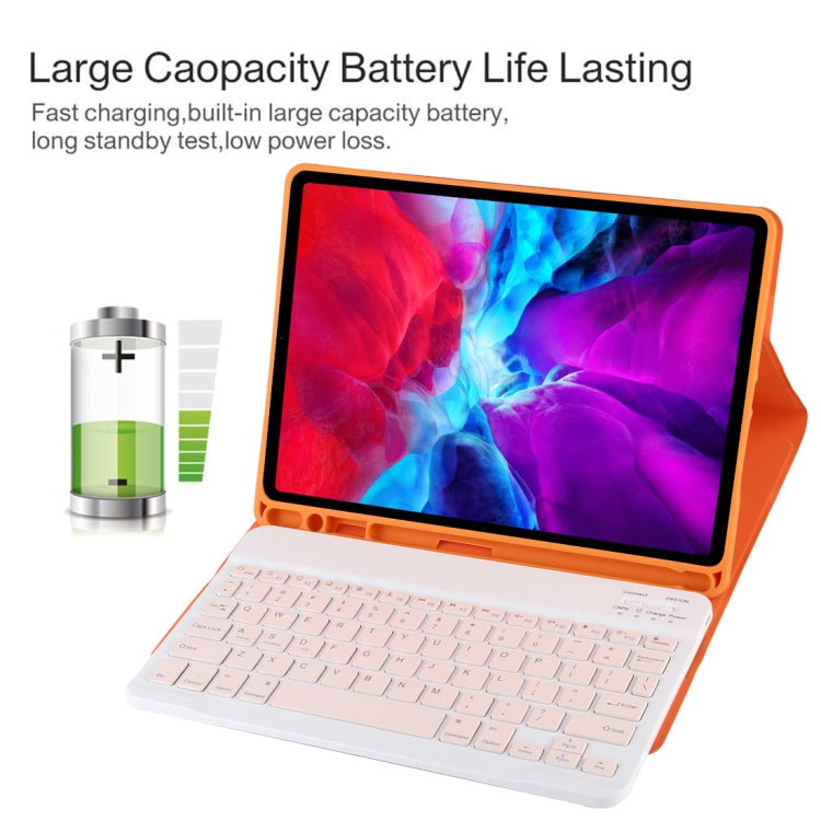 TG11B Detachable Bluetooth Pink Keyboard + Microfiber Leather Tablet Case for iPad Pro 11 inch (2020), with Pen Slot & Holder (Orange) - For iPad Pro by buy2fix | Online Shopping UK | buy2fix